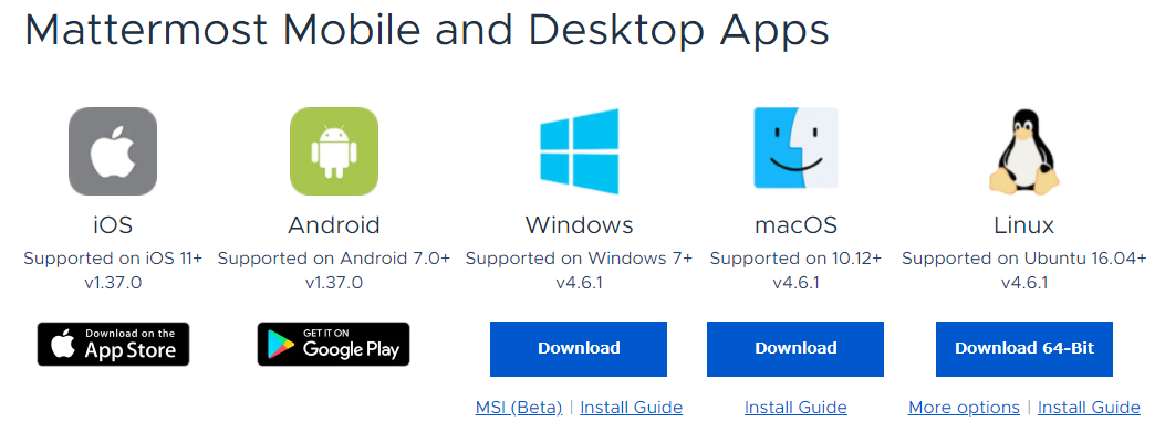Mattermost Mobile and Desktop Apps